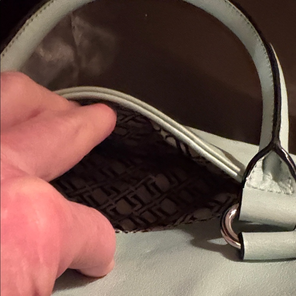 Tignanello Mint Green Leather Tote Bag with Embroidered Strap - Picture 11 of 12